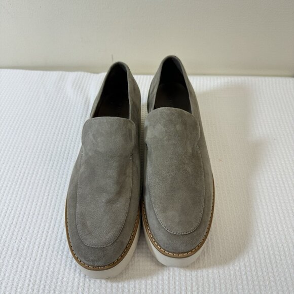Vince Women’s Zeta Platform Loafers Size 9.5M Grey Suede Leather Shoes - Picture 3 of 6
